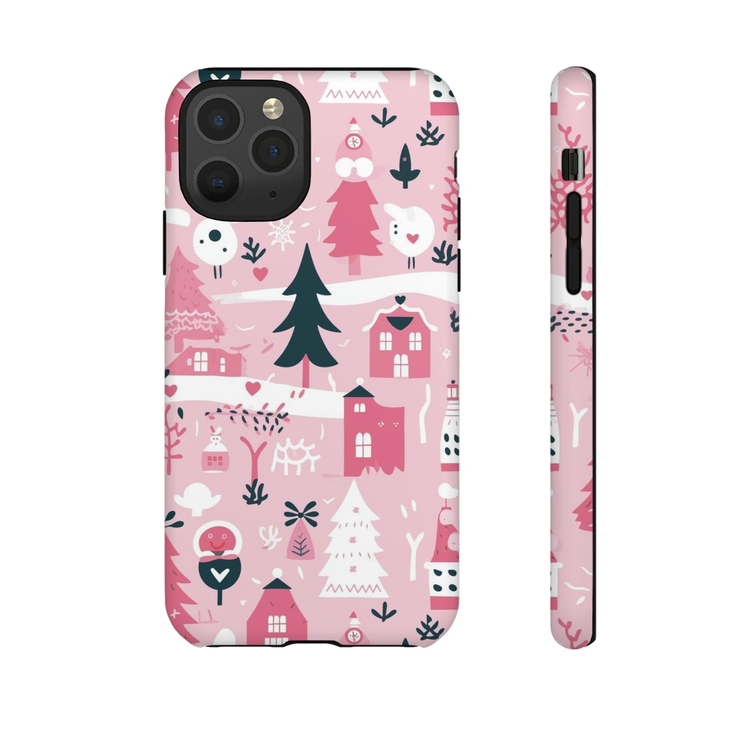 Pink Christmas Design Protective Case for Iphone, Samsung and Google Phones