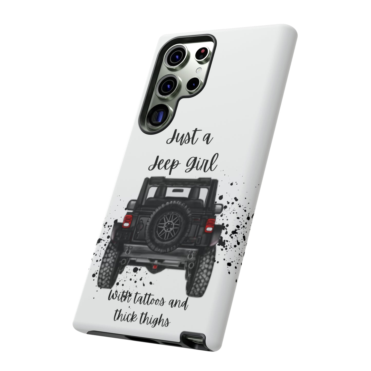 Off Road Girl with Tattoos and Thick Thighs Black Protective Phone Case