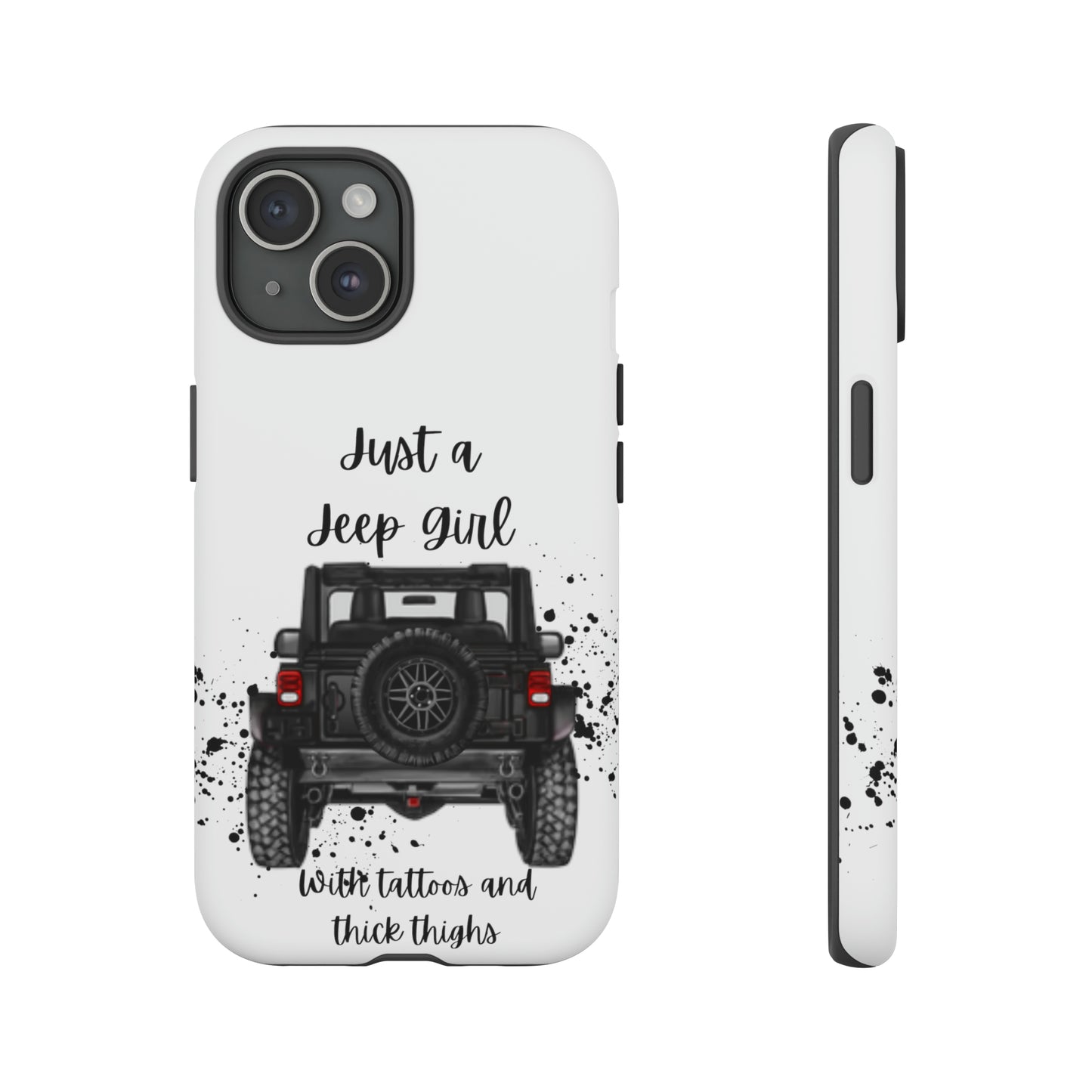 Off Road Girl with Tattoos and Thick Thighs Black Protective Phone Case