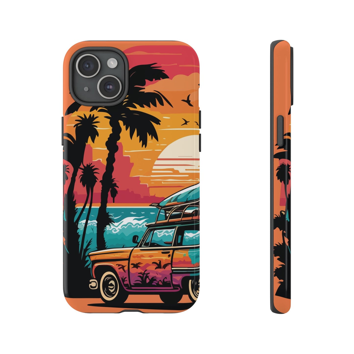 Summer Retro Sunset Protective Phone Case