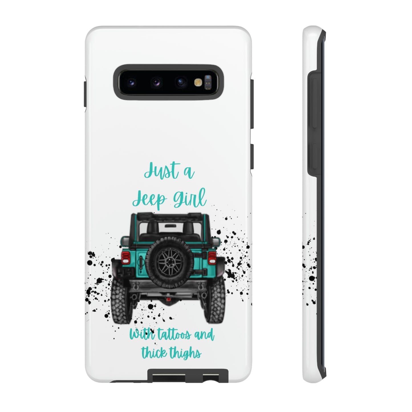 Off Road Girl with Tattoos and Thick Thighs Turquoise Protective Phone Case