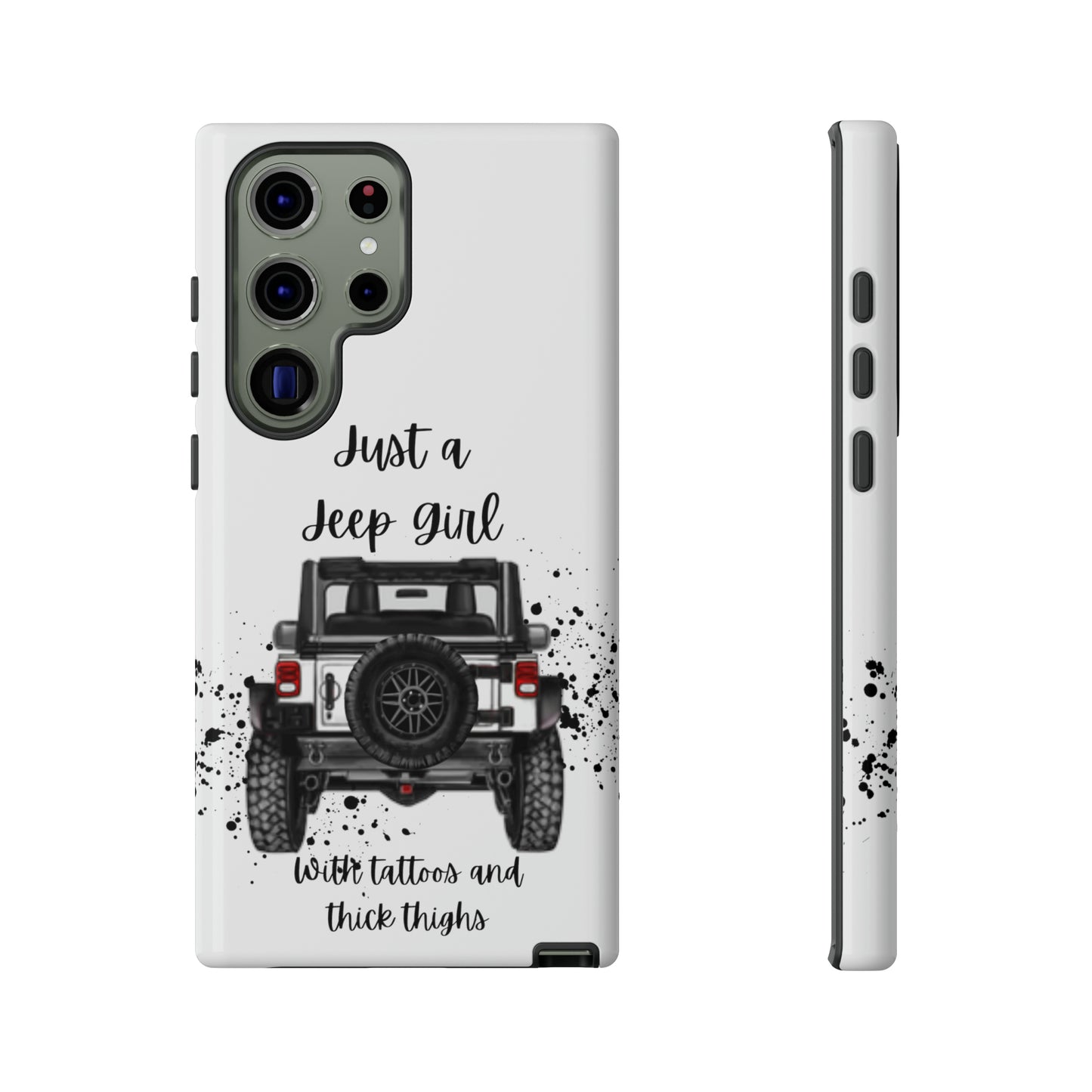 Off Road Girl with Tattoos and Thick Thighs Black Protective Phone Case