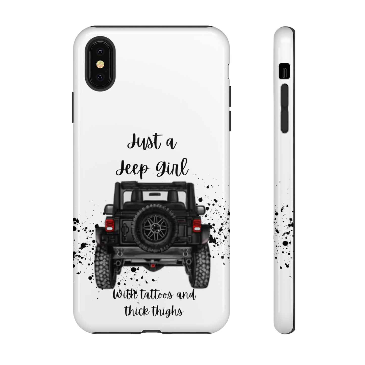 Off Road Girl with Tattoos and Thick Thighs Black Protective Phone Case