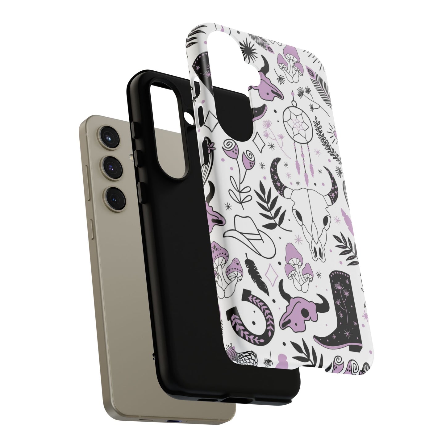 Purple and Black Western Protective Drop Proof Case Iphone, Samsung and Google phones