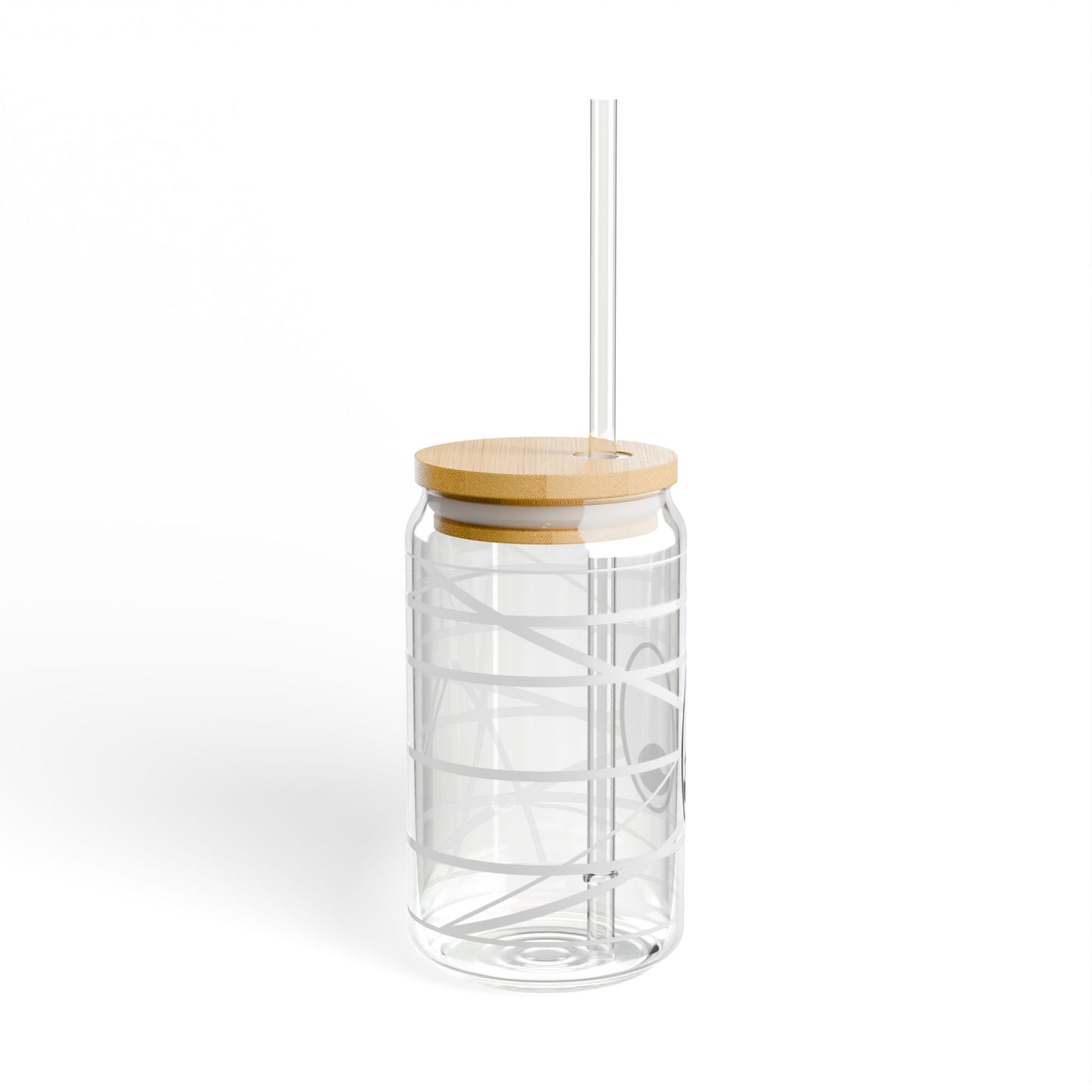 Mummy 16oz Glass Can with Lid and Straw