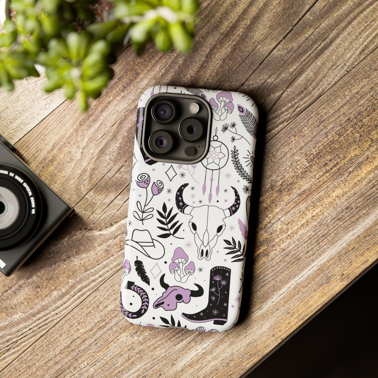 Purple and Black Western Protective Drop Proof Case Iphone, Samsung and Google phones