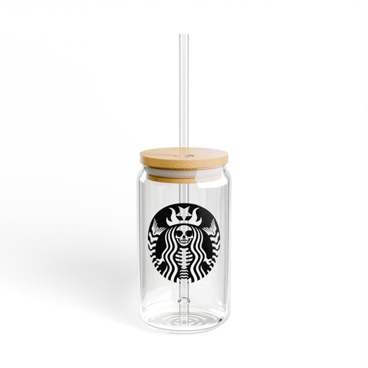 Witch Coffee 16oz Glass Can with Lid and Straw