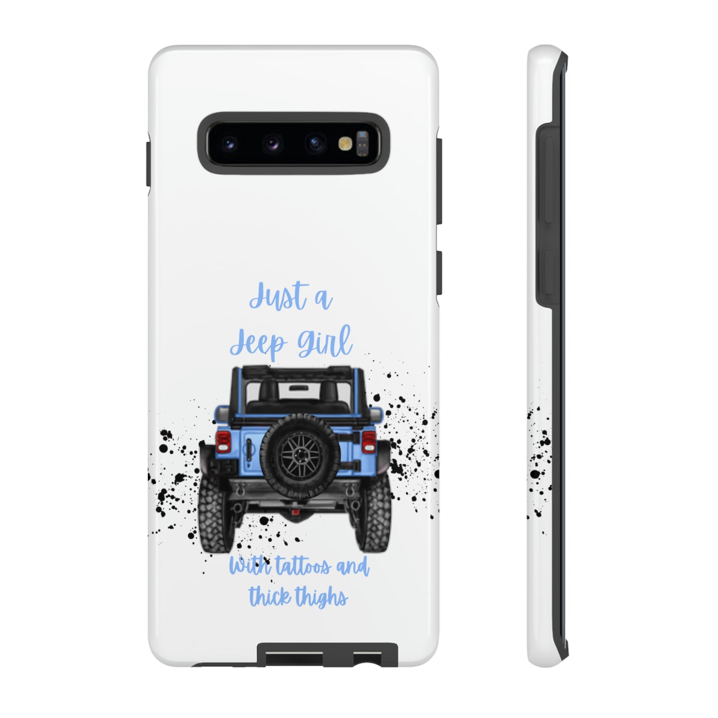 Off Road Girl with Tattoos and Thick Thighs Blue Protective Phone Case