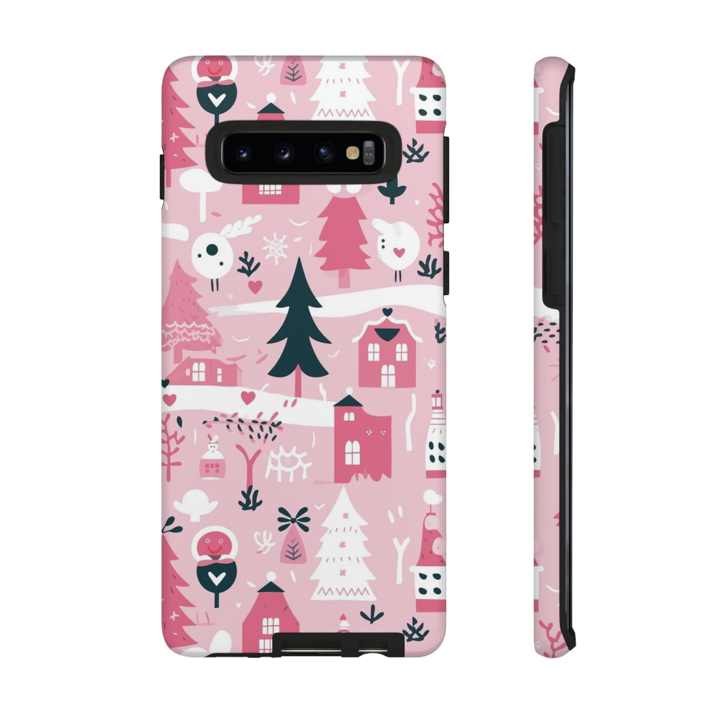 Pink Christmas Design Protective Case for Iphone, Samsung and Google Phones