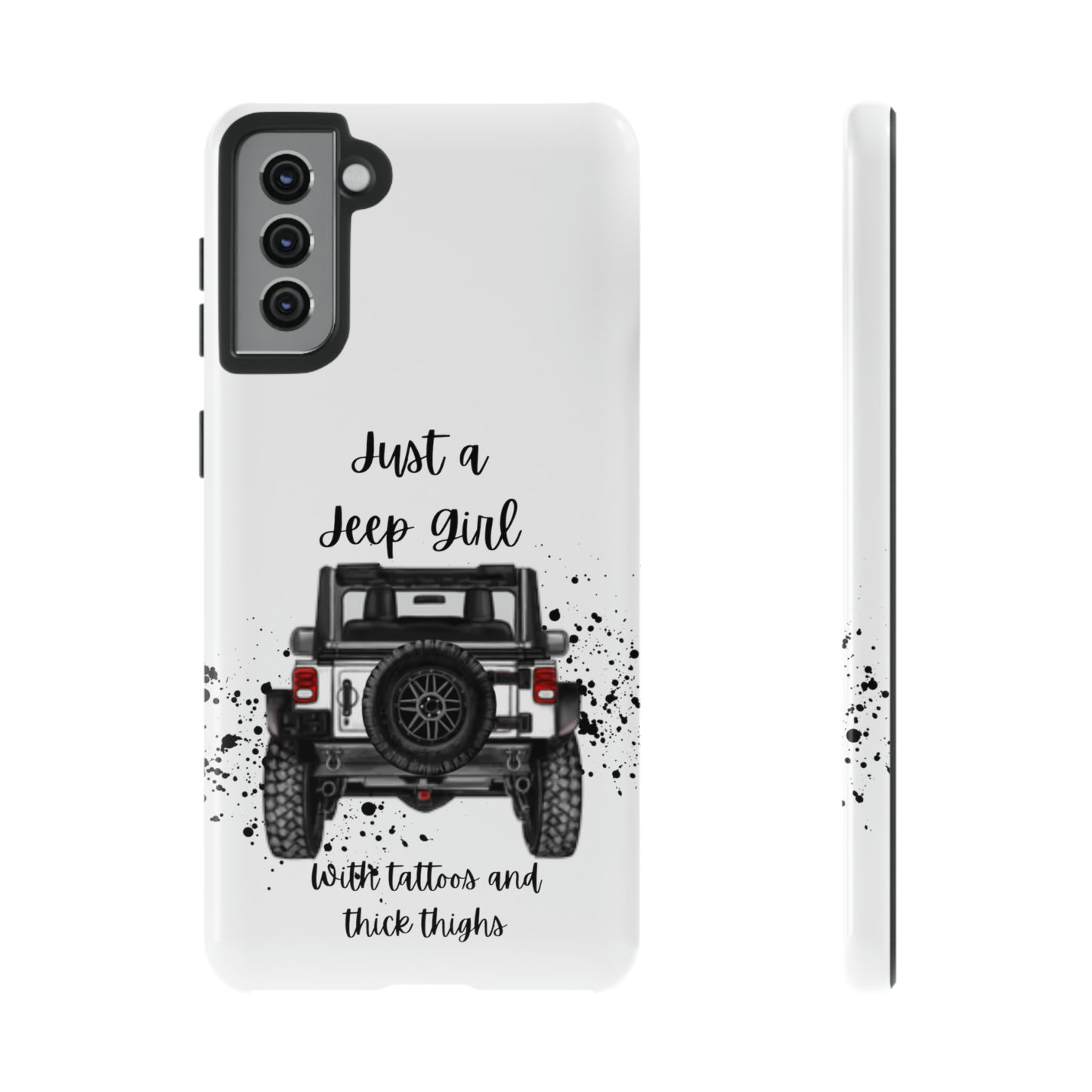 Off Road Girl with Tattoos and Thick Thighs Black Protective Phone Case