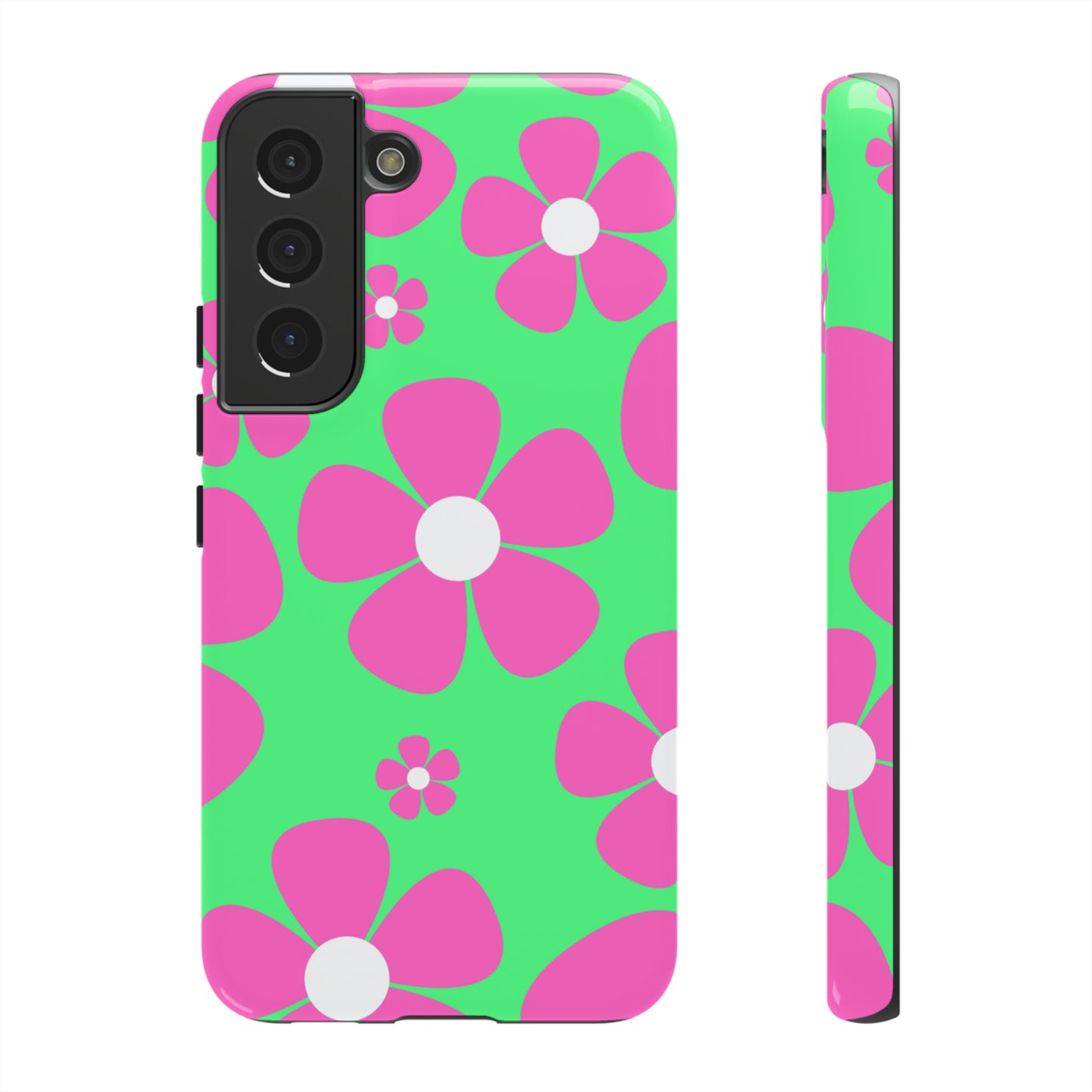 Green with pink flowers protective case