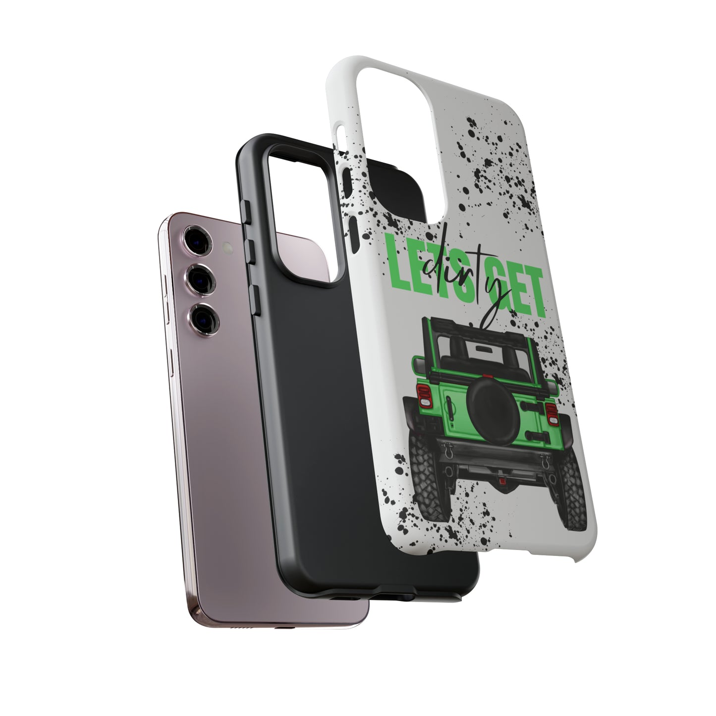 Lets Get Dirty Off Road Green Splatter Protective Phone Case