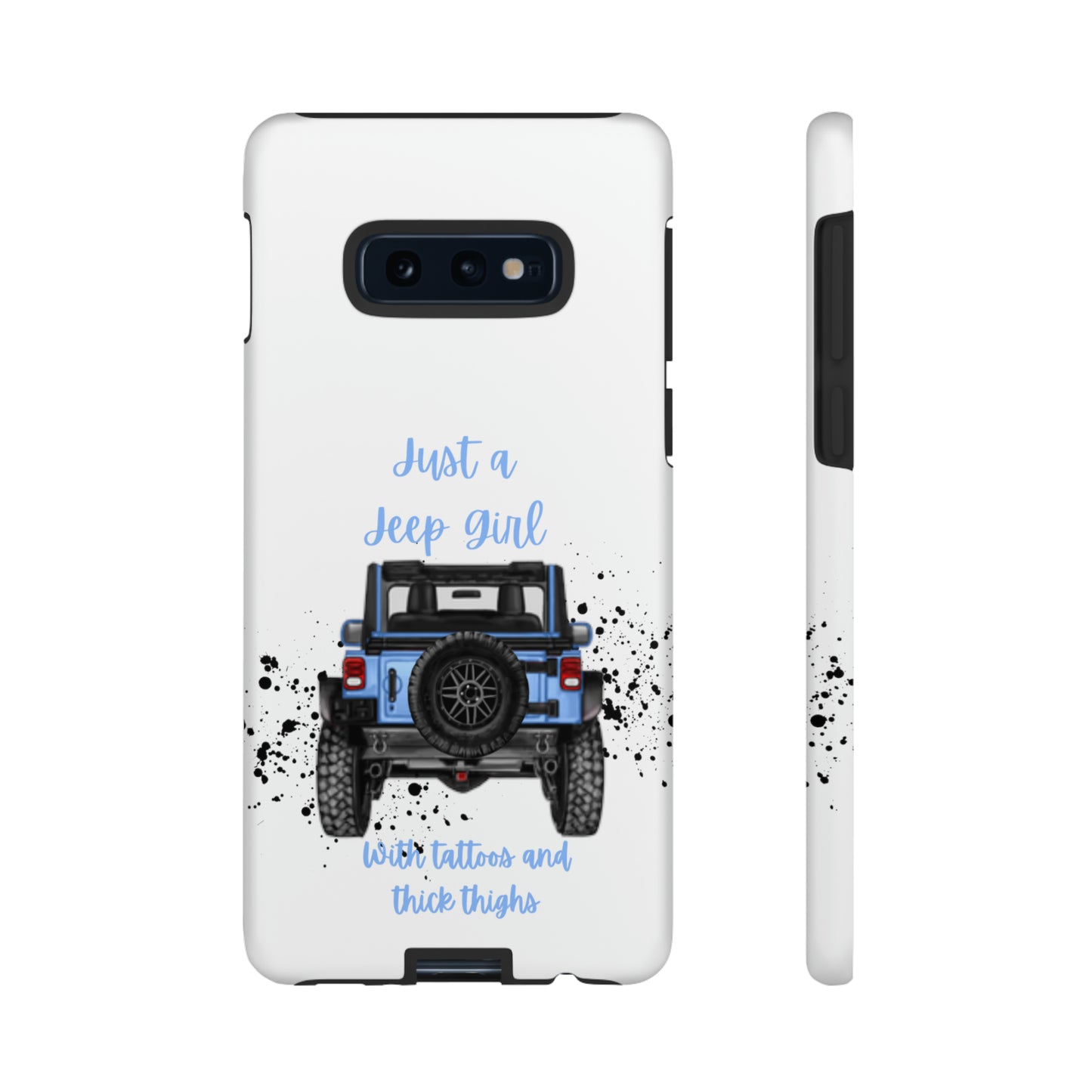 Off Road Girl with Tattoos and Thick Thighs Blue Protective Phone Case