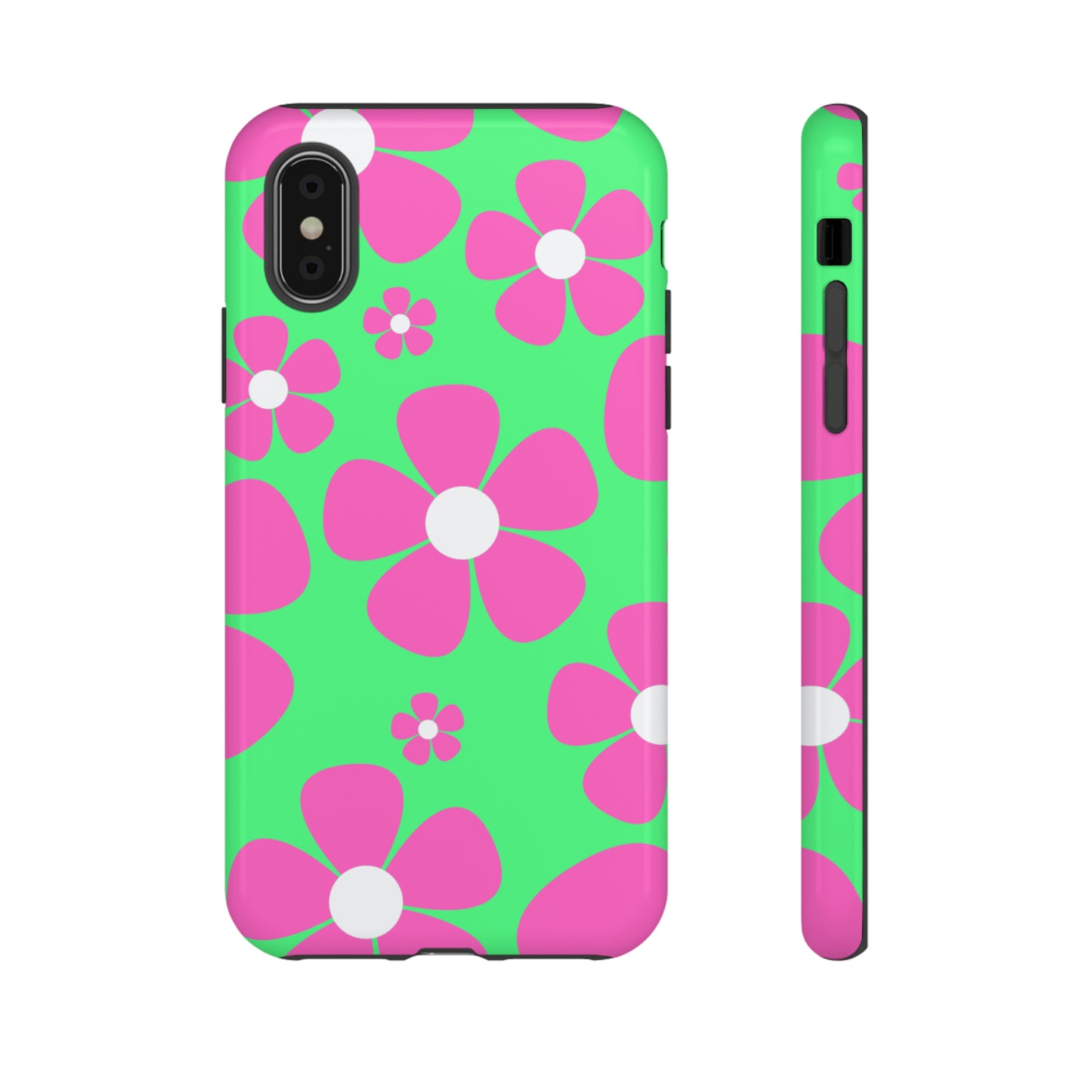 Green with pink flowers protective case