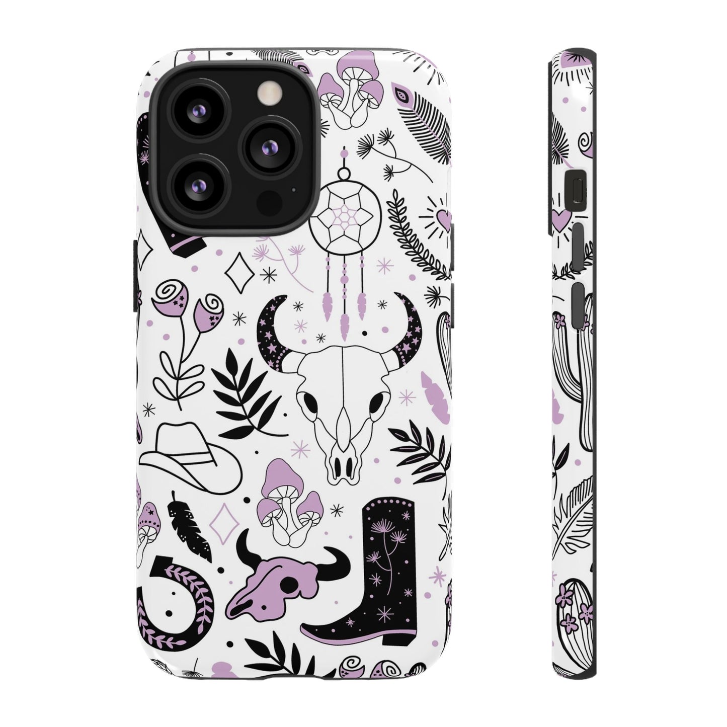 Purple and Black Western Protective Drop Proof Case Iphone, Samsung and Google phones