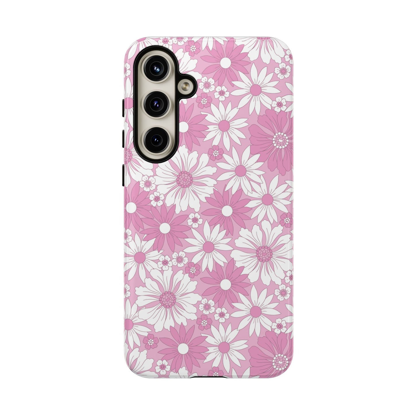 Pink and White Flowers Protective Phone Case