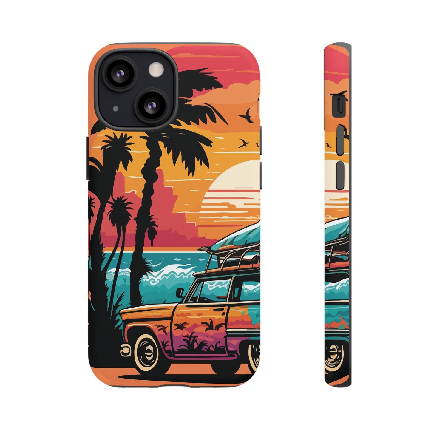 Summer Retro Sunset Protective Phone Case