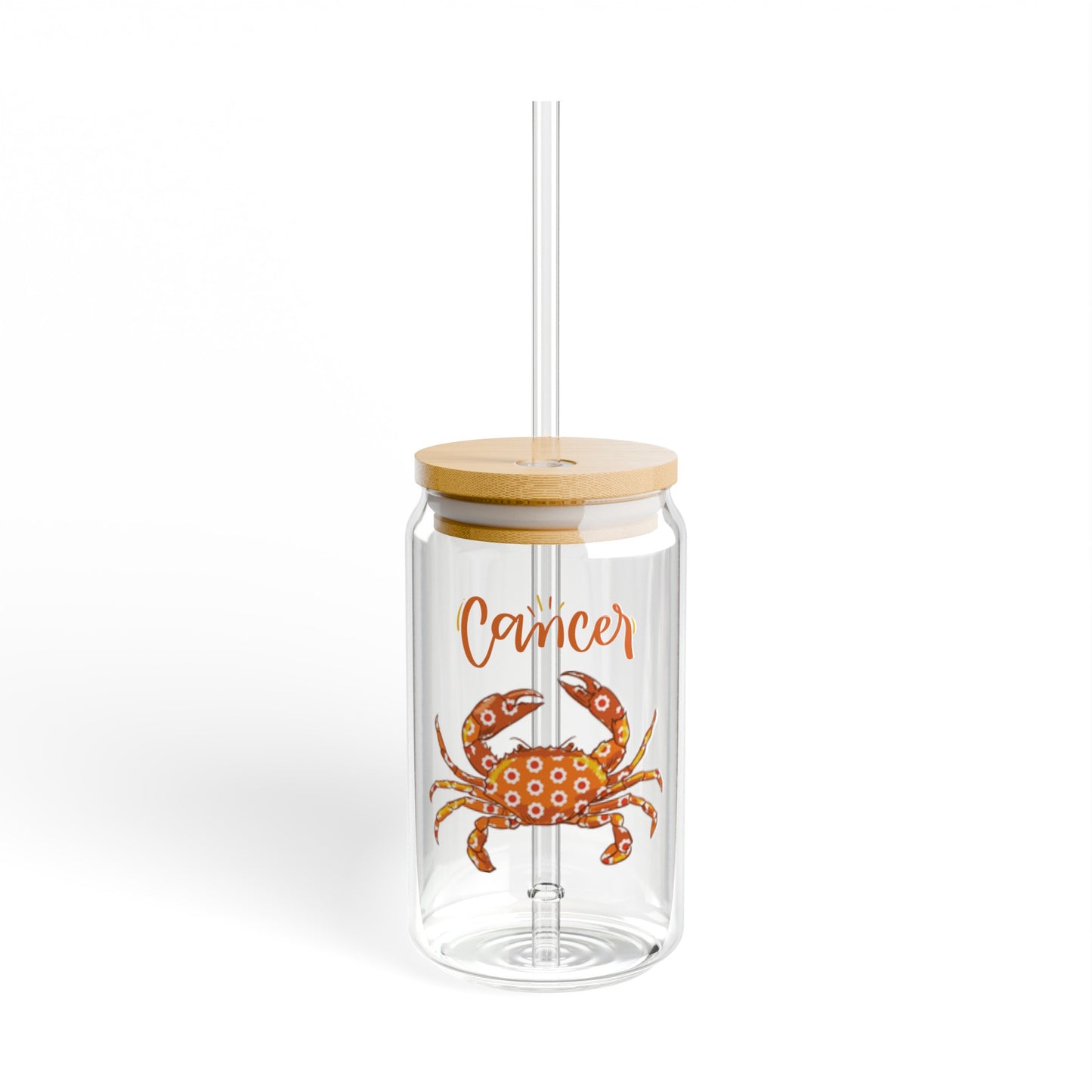 Cancer Astrology 16oz Glass Can with Lid and Straw