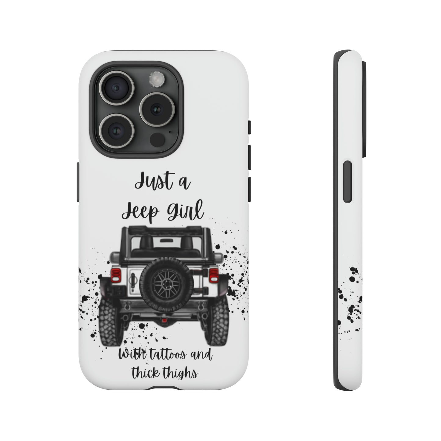 Off Road Girl with Tattoos and Thick Thighs Black Protective Phone Case