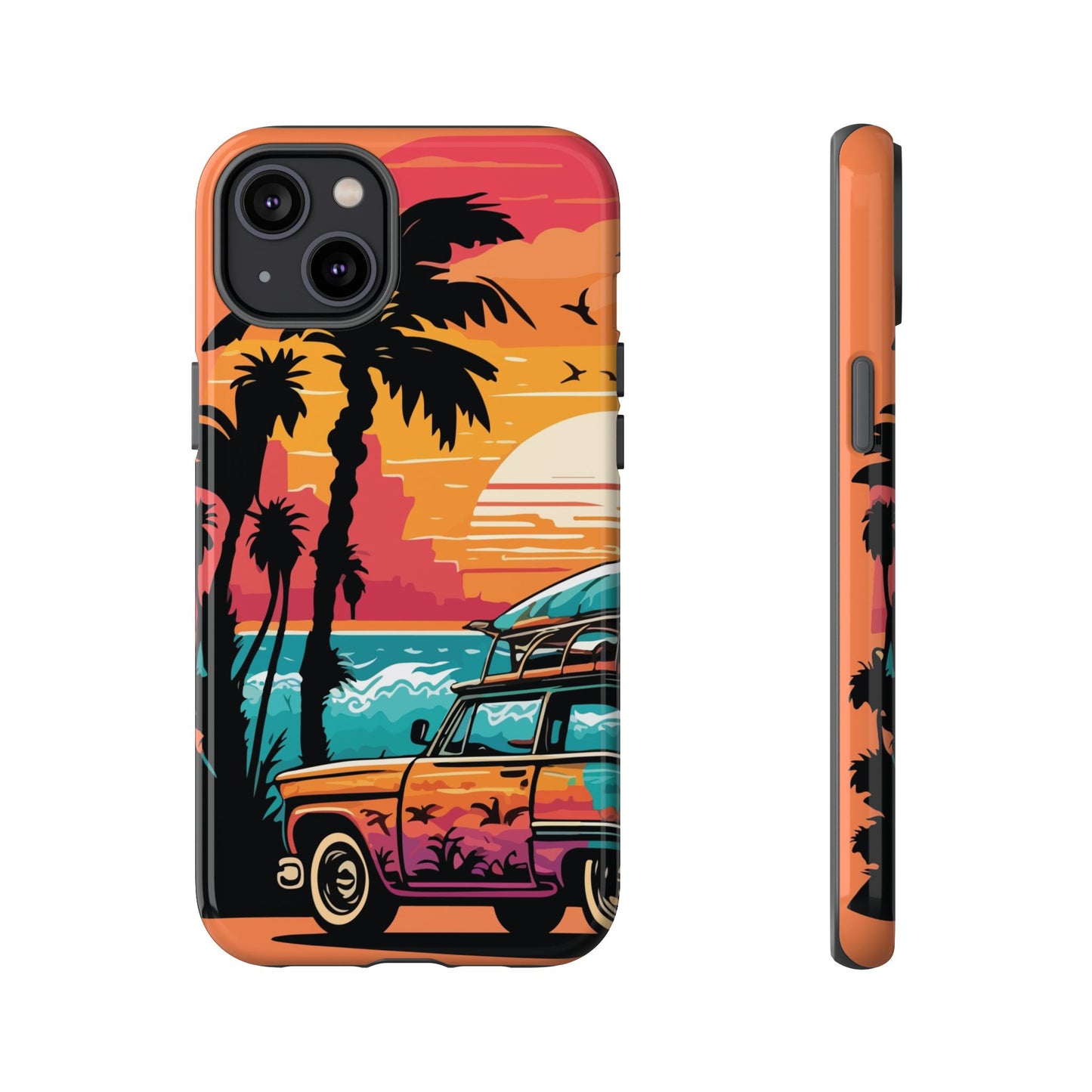 Summer Retro Sunset Protective Phone Case