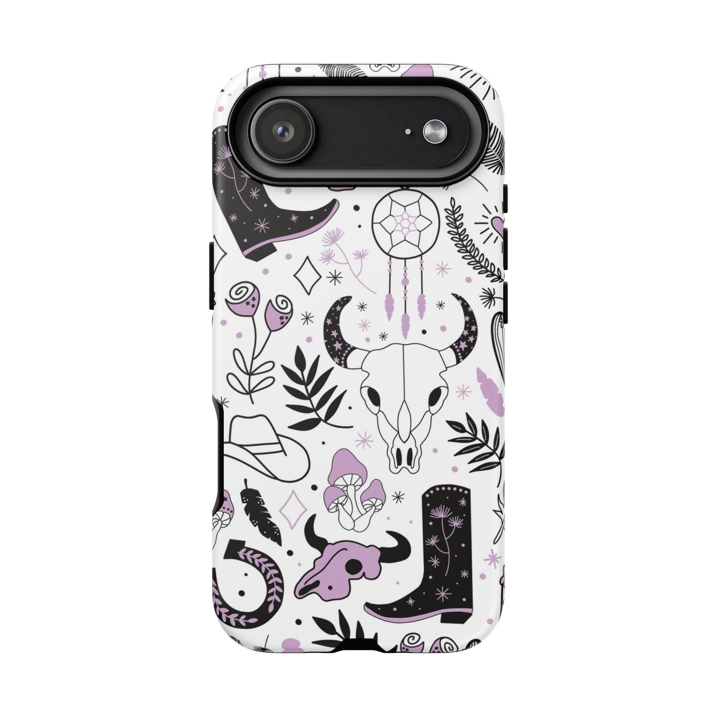 Purple and Black Western Protective Drop Proof Case Iphone, Samsung and Google phones