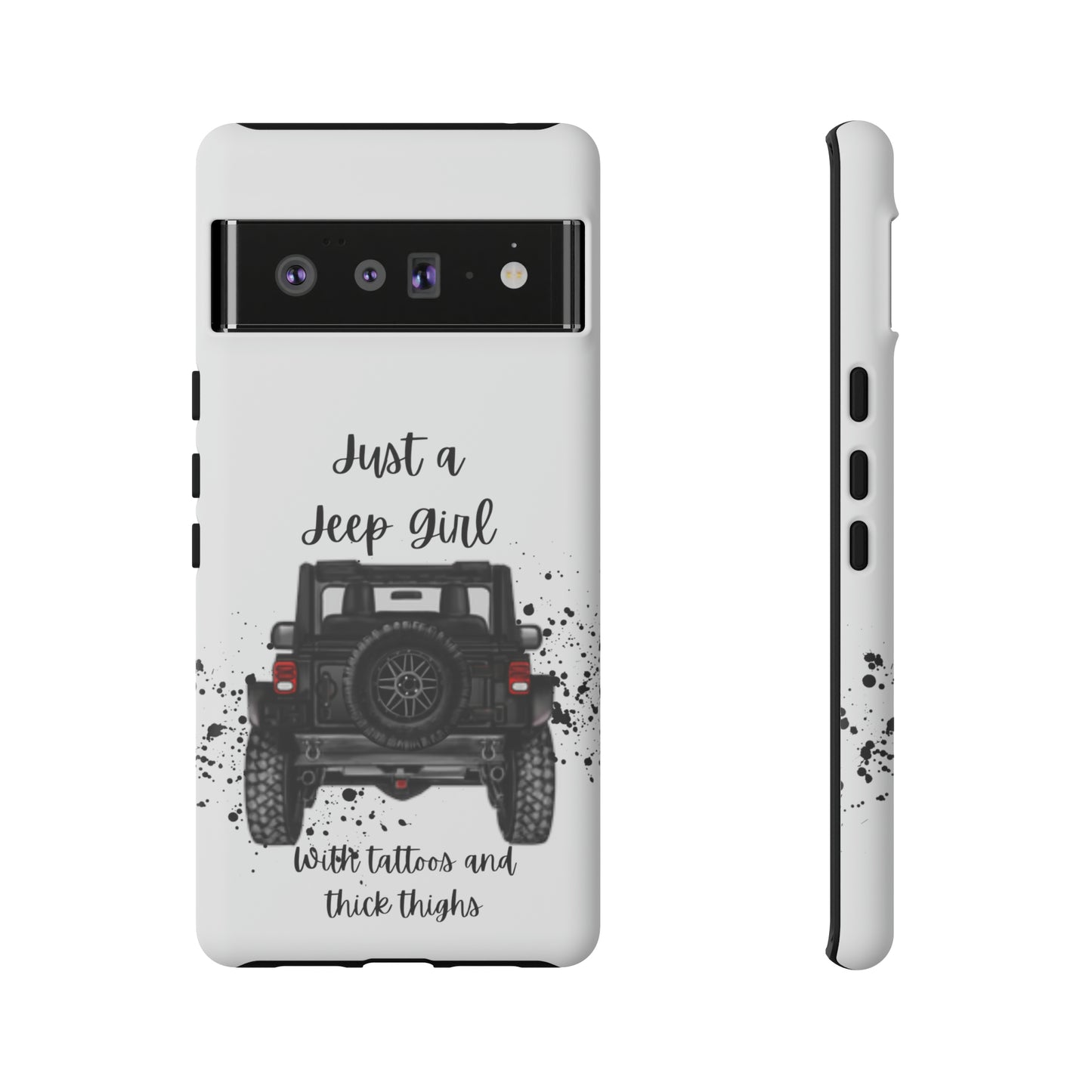 Off Road Girl with Tattoos and Thick Thighs Black Protective Phone Case