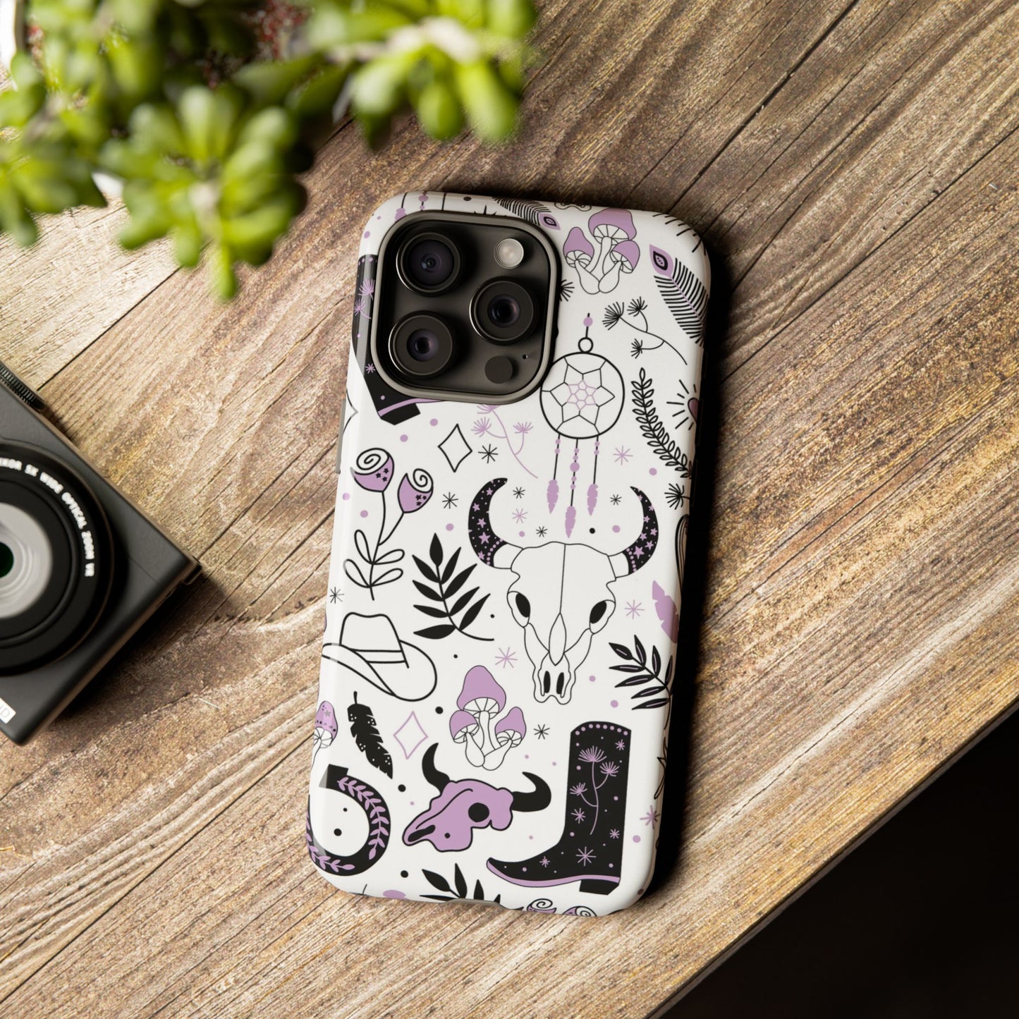 Purple and Black Western Protective Drop Proof Case Iphone, Samsung and Google phones