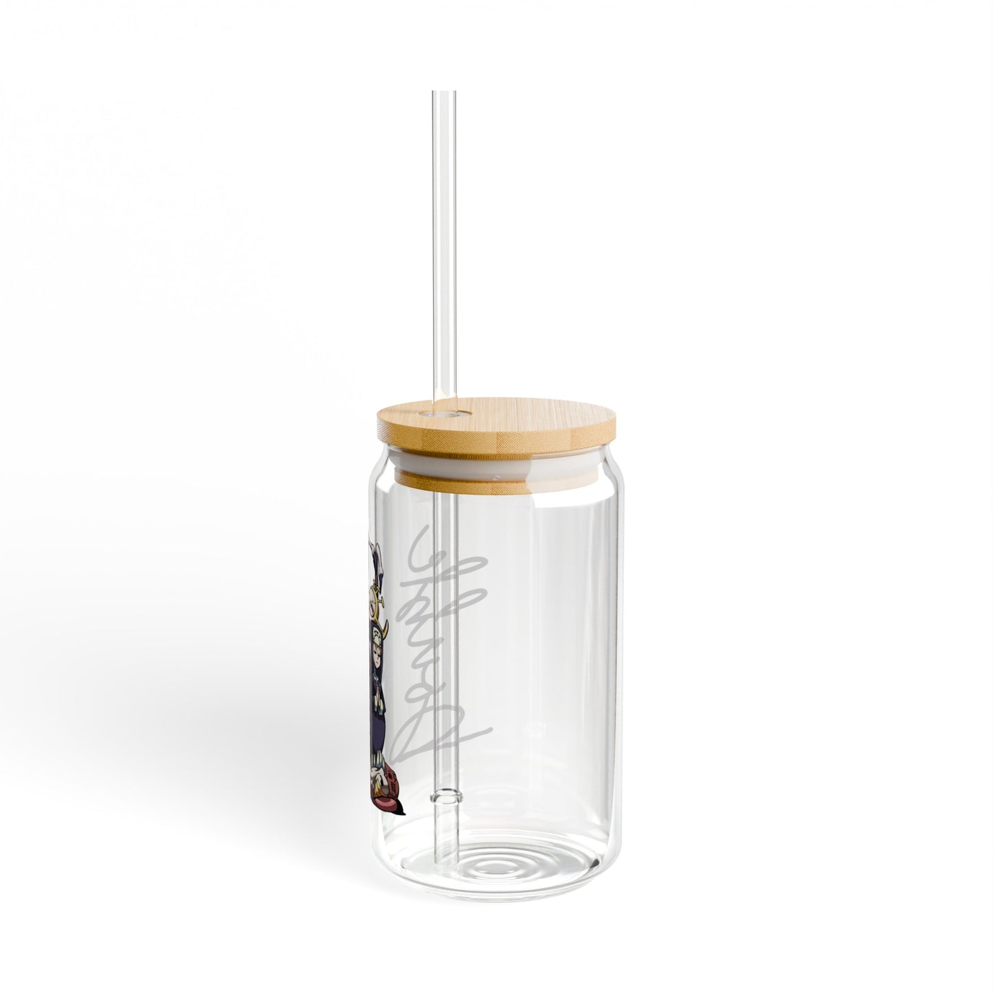 Double 16oz Glass Can with Lid and Straw