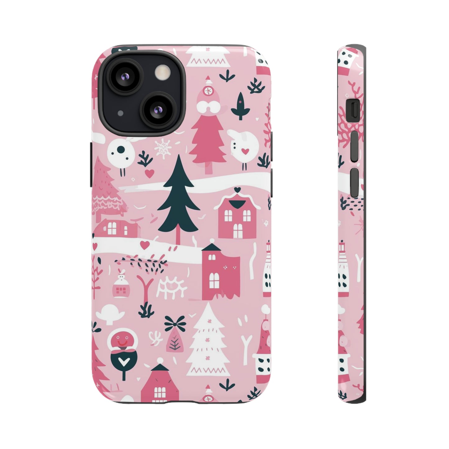 Pink Christmas Design Protective Case for Iphone, Samsung and Google Phones