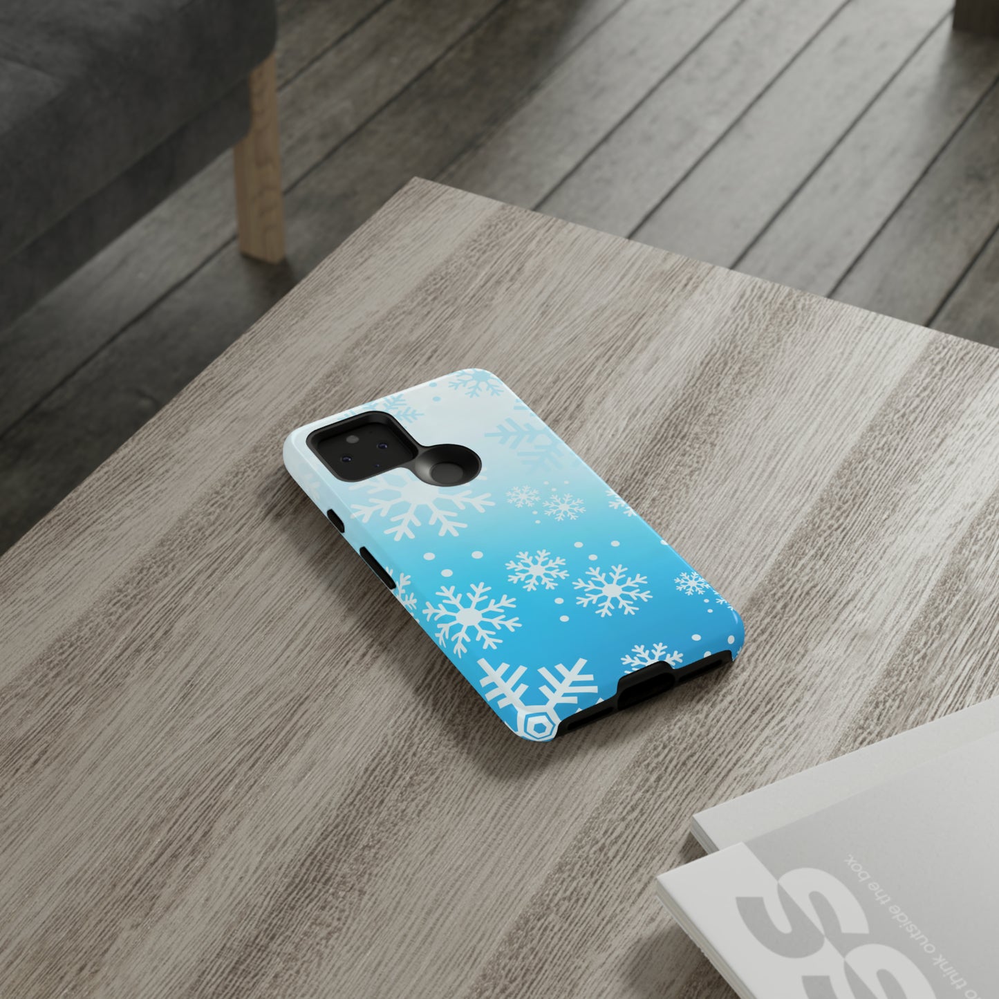 Winter, frozen, snowflake ombré protective phone case for Google, Samsung and IPhone