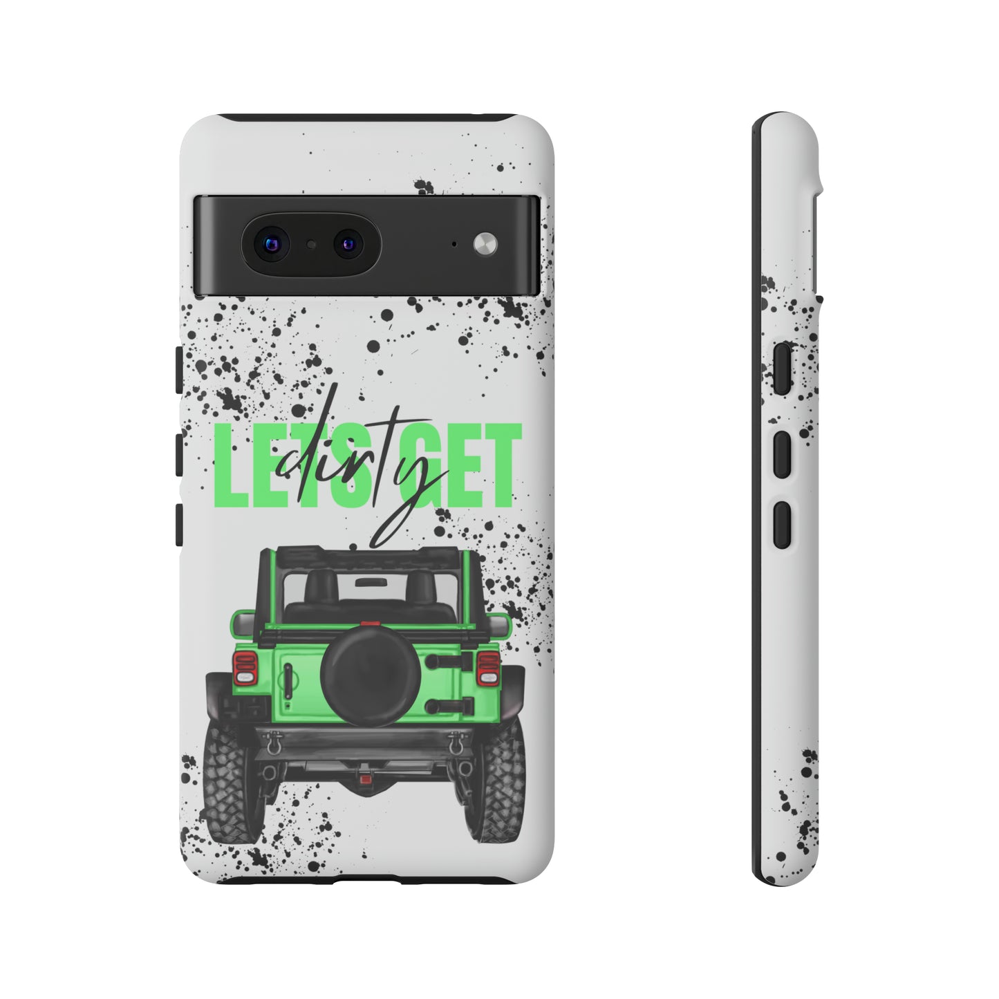 Lets Get Dirty Off Road Green Splatter Protective Phone Case