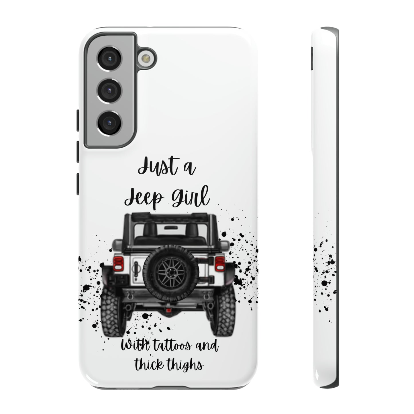 Off Road Girl with Tattoos and Thick Thighs Black Protective Phone Case