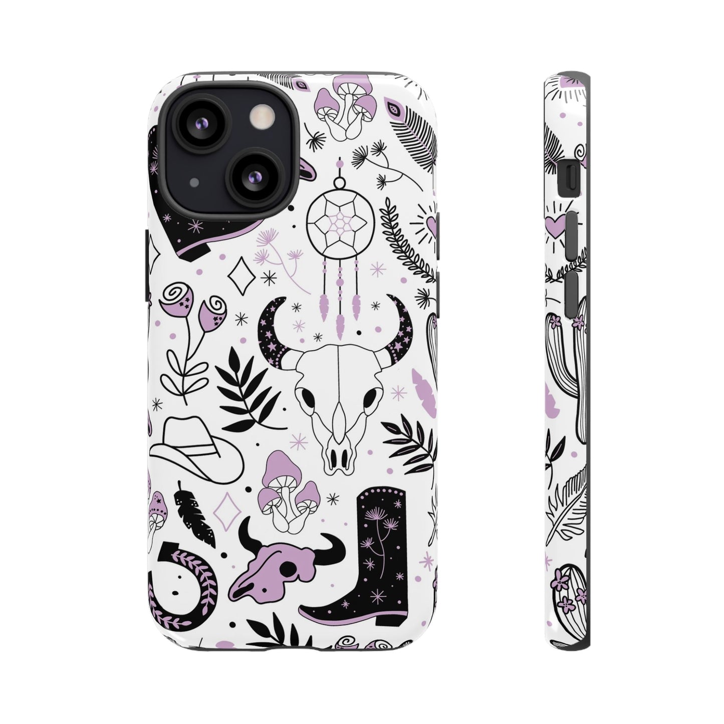 Purple and Black Western Protective Drop Proof Case Iphone, Samsung and Google phones