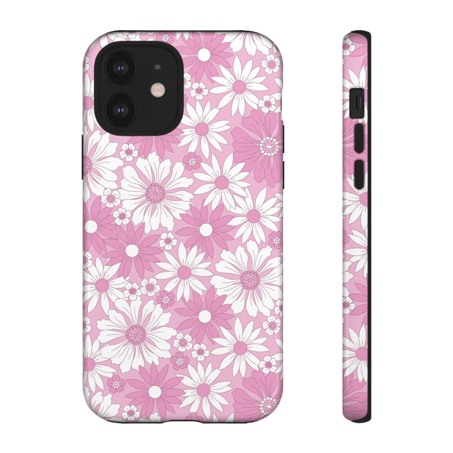 Pink and White Flowers Protective Phone Case