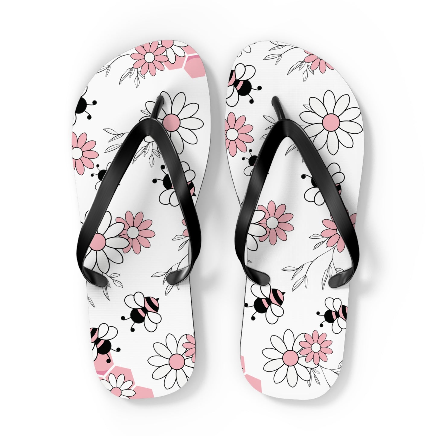 Pink Bees Flip Flops