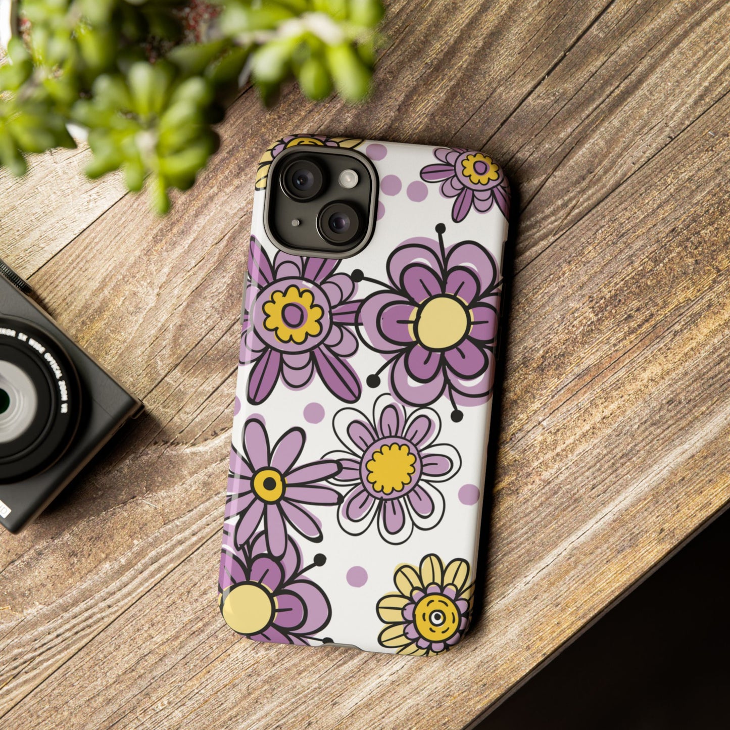 Purple Flowers Protective Phone Case