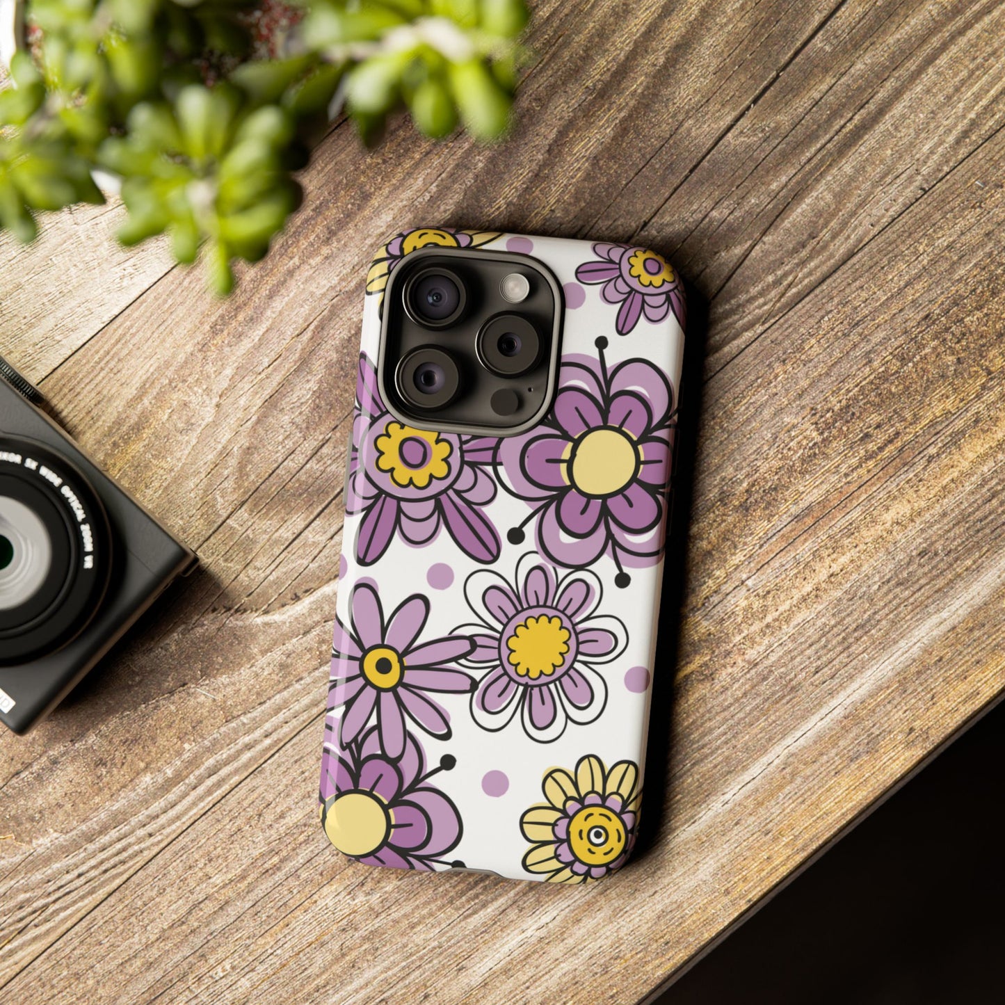 Purple Flowers Protective Phone Case