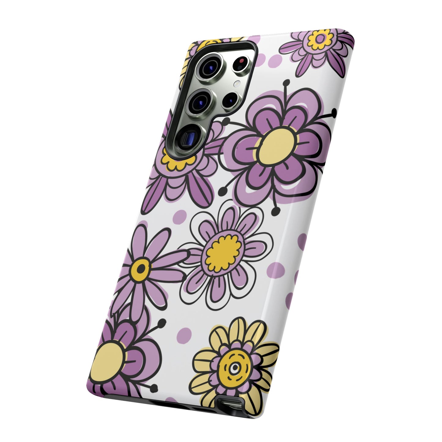 Purple Flowers Protective Phone Case