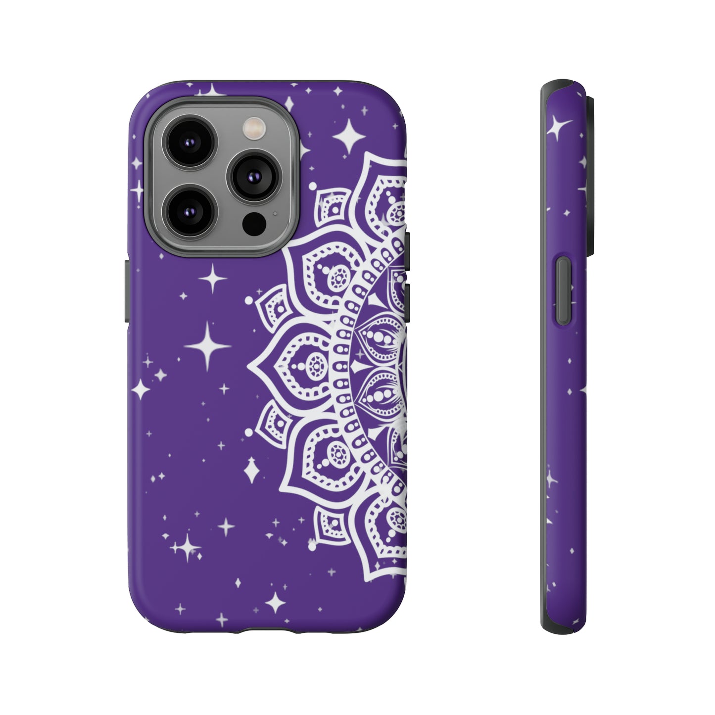 Purple mandala protective phone case for iPhone, Samsung and Google