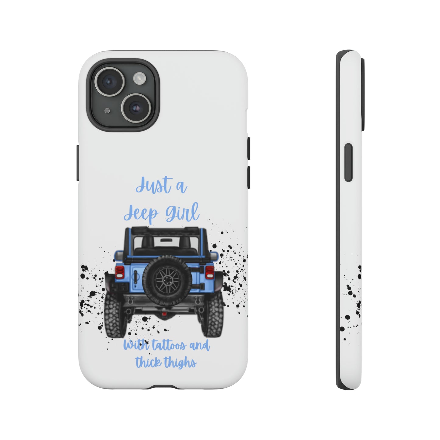 Off Road Girl with Tattoos and Thick Thighs Blue Protective Phone Case