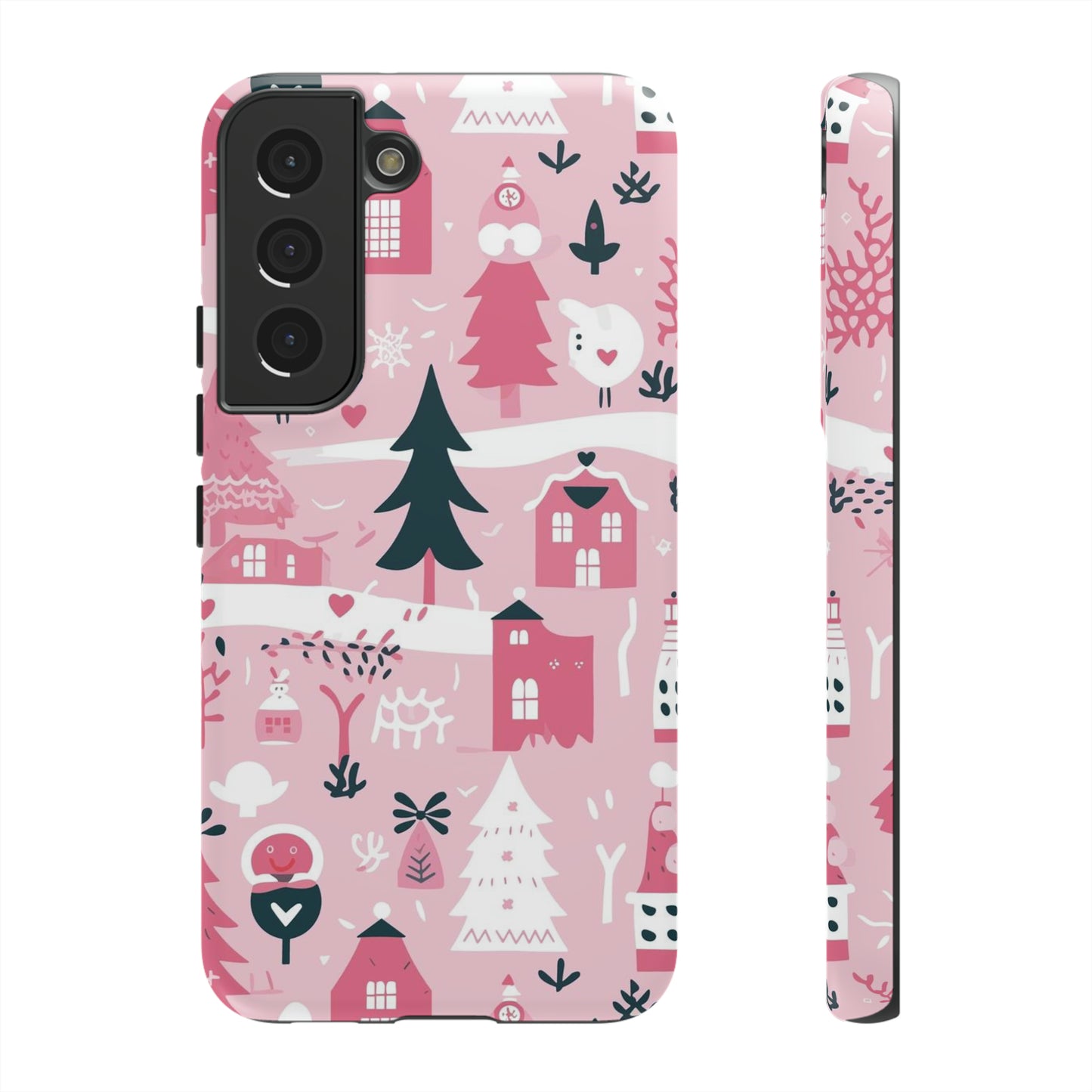 Pink Christmas Design Protective Case for Iphone, Samsung and Google Phones