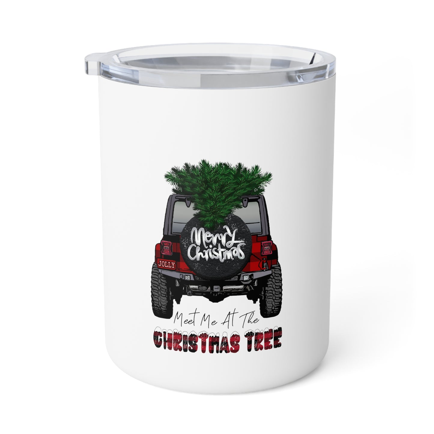 Meet me and the Christmas tree Jeep Insulated Coffee Mug, 10oz