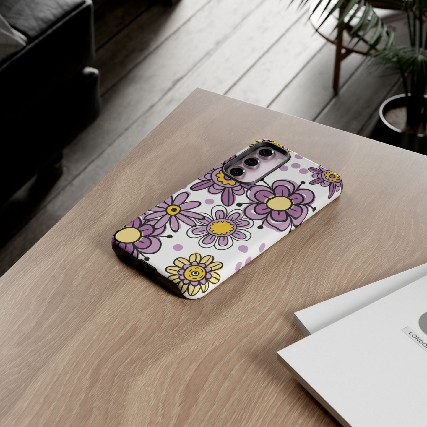 Purple Flowers Protective Phone Case