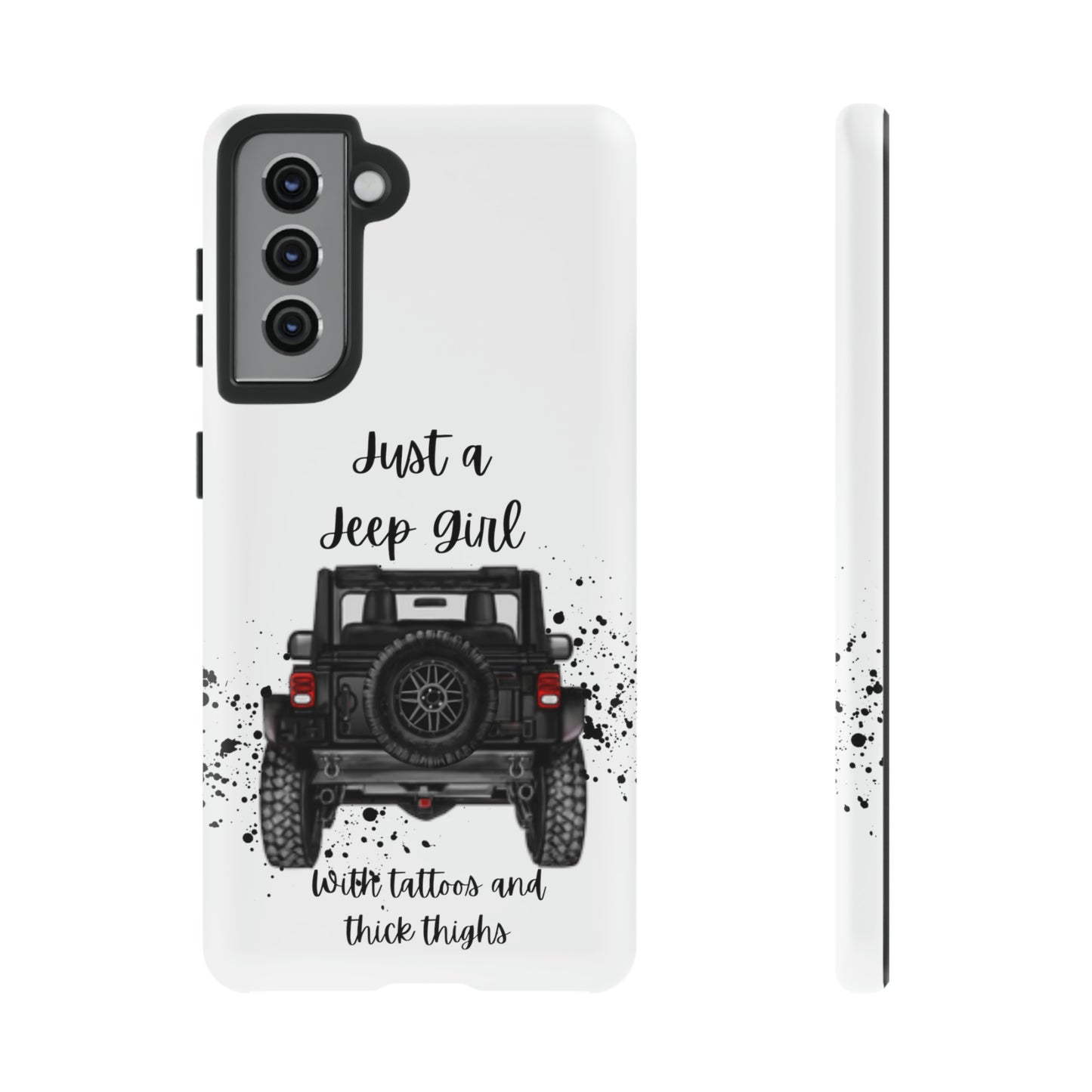 Off Road Girl with Tattoos and Thick Thighs Black Protective Phone Case