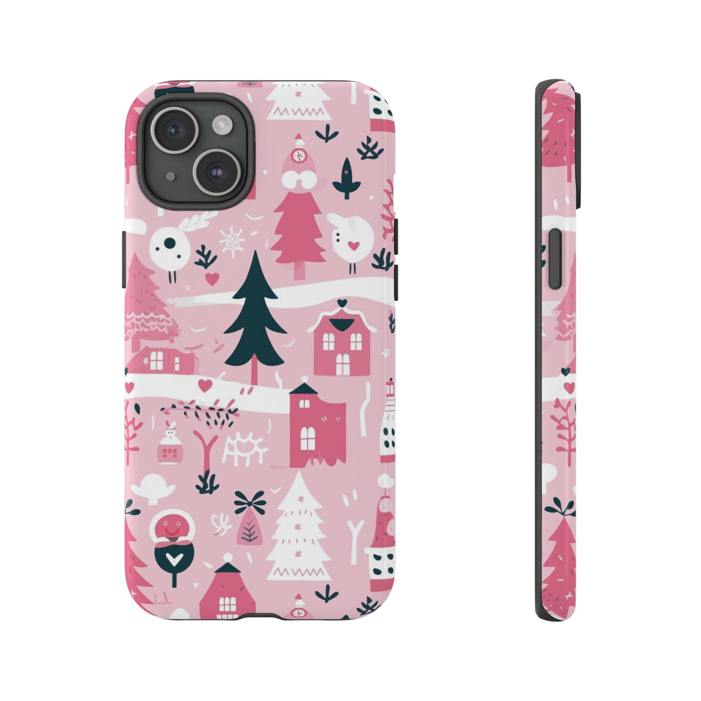 Pink Christmas Design Protective Case for Iphone, Samsung and Google Phones