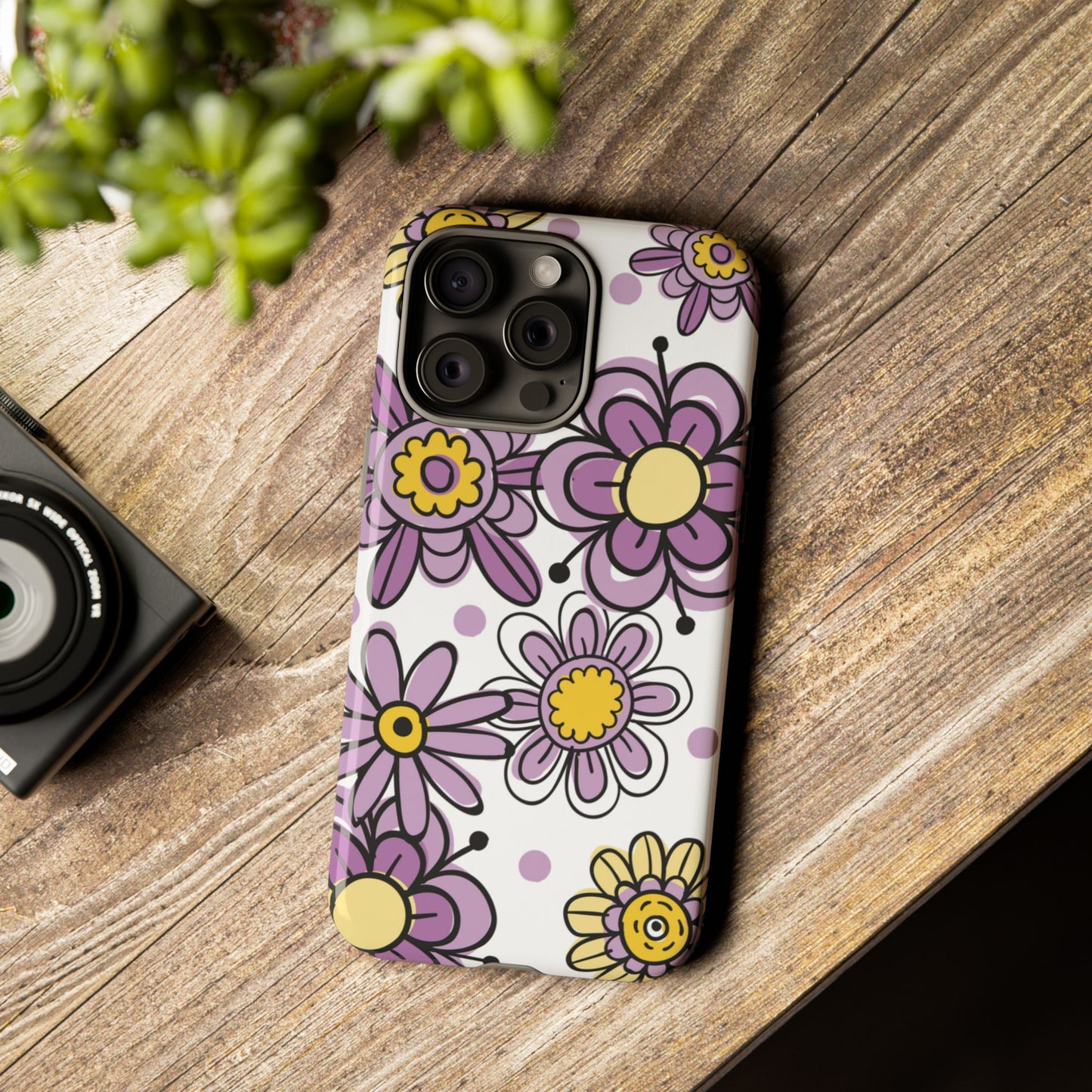 Purple Flowers Protective Phone Case