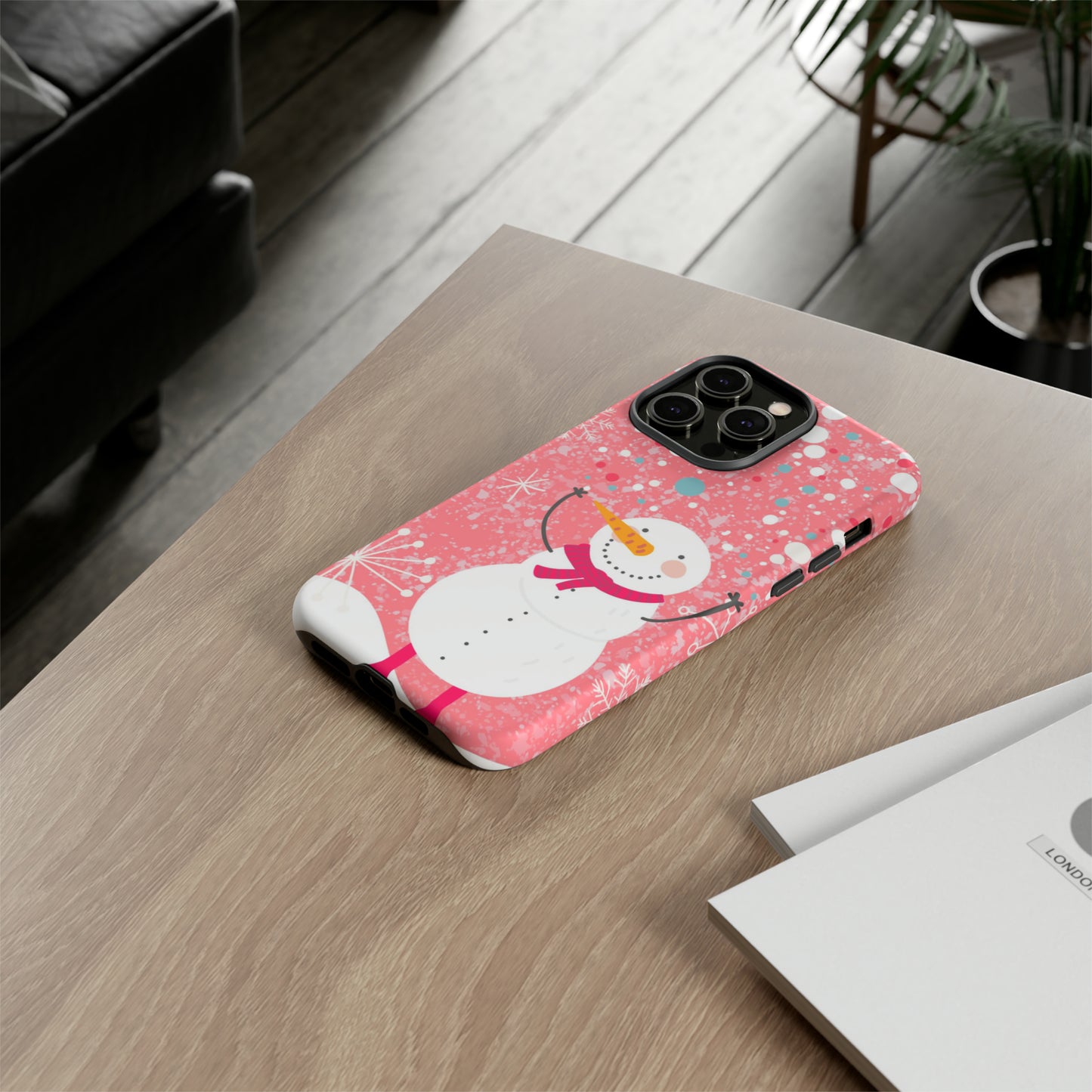 Pink Snowman Protective Case for Iphone, Samsung and a Google phones