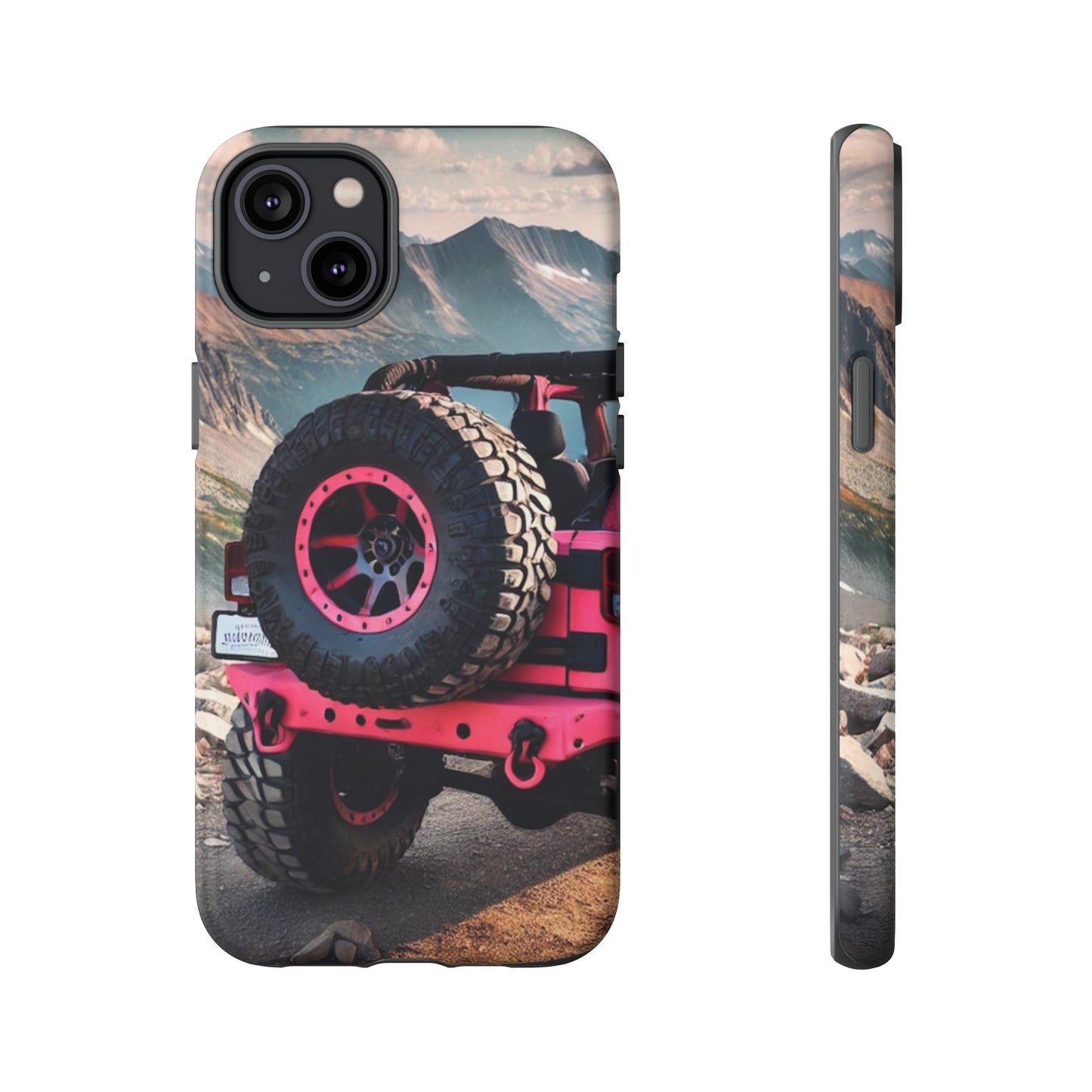 Pink Jeep Tire Protective Phone Case