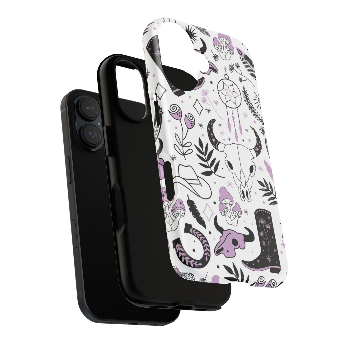 Purple and Black Western Protective Drop Proof Case Iphone, Samsung and Google phones