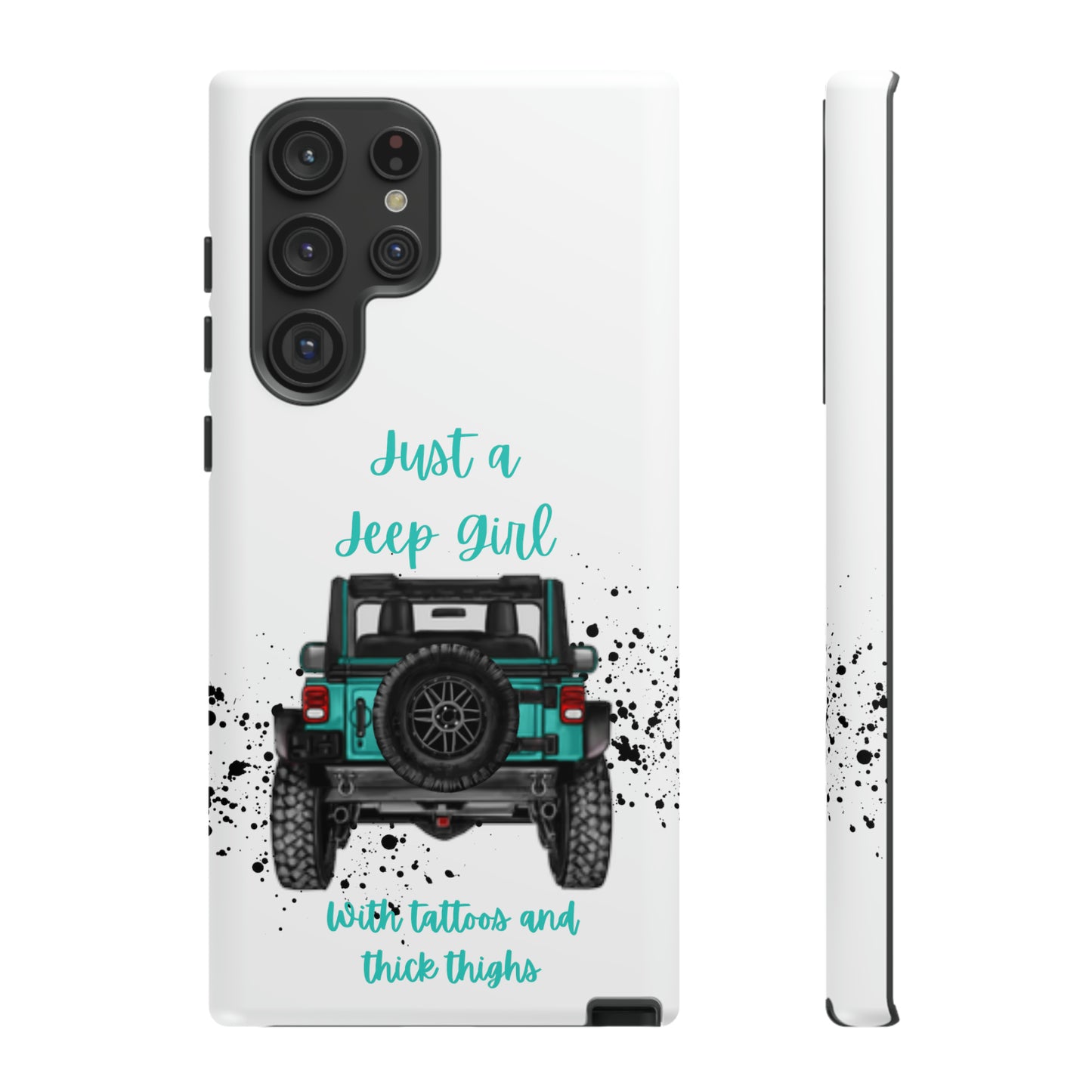 Off Road Girl with Tattoos and Thick Thighs Turquoise Protective Phone Case